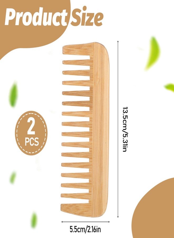 Gtziqa 2 PCS Bamboo Wide Tooth Comb, Wooden Wide Toothed Combs Large Hair Detangling Comb No Handle Detangler Combs Prevents Tangle & Anti Static for Curly, Straight, Wavy, Long, Thick Hair for Men or Women - Image 2
